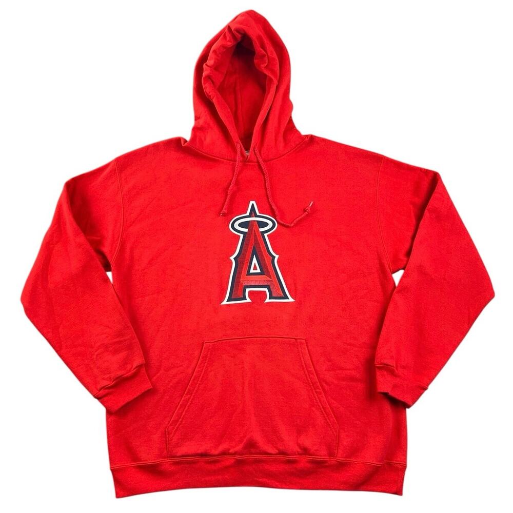 CSA Los Angeles Angels MLB Logo Pullover Hoodie Red Embroidered Adult Large